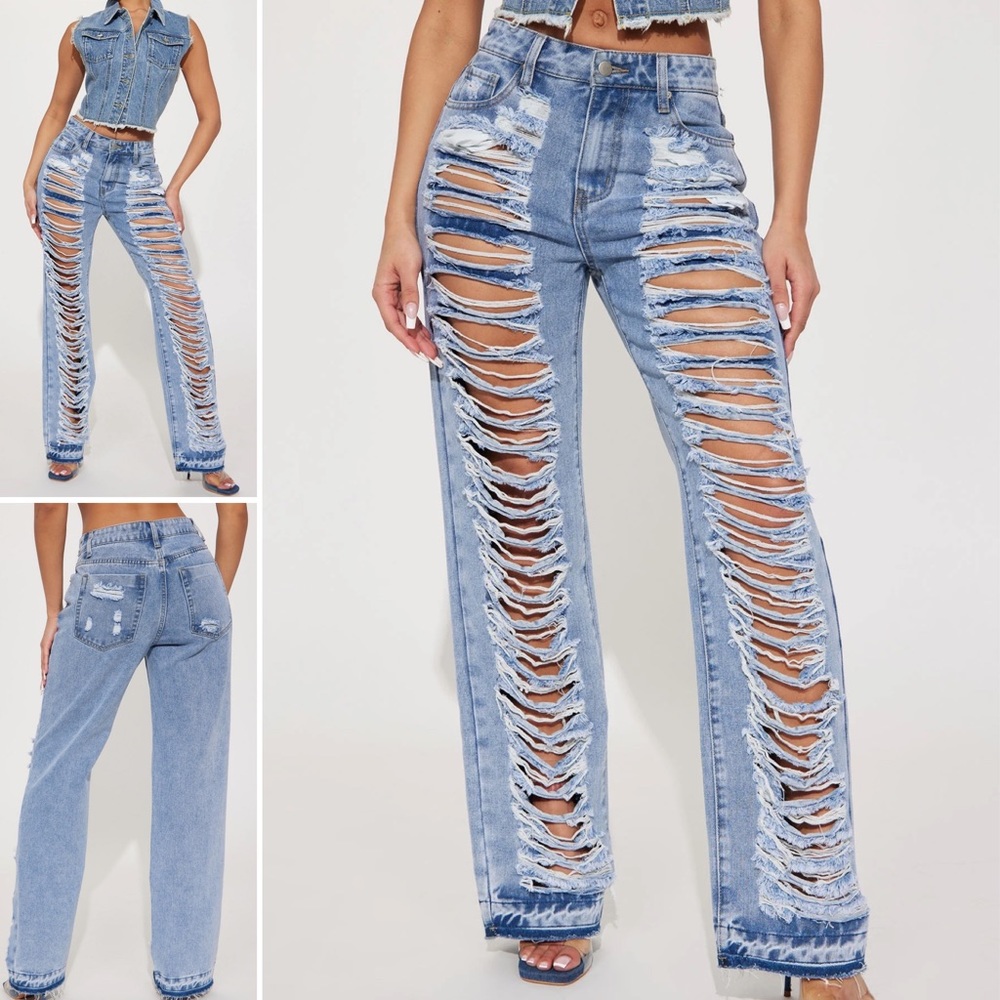 Shredded Leg Jeans